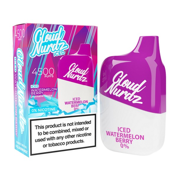 Cloud Nurdz 4500 Disposable 0% NICOTINE FREE - Iced Watermelon Berry