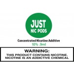 Just Nic Pods Nicotine - 0.9mL Concentrated Nic Solution 10% (10 Tubes Per Pack)