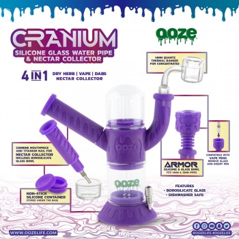 OOZE Cranium Silicone Glass Water Pipe & Nectar Collector OOZE Cranium Silicone Glass Water Pipe & Nectar Collector